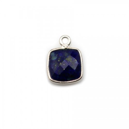 Lapis lazuli de forme carré,1 anneau, serti en argent, 9mm x 1pc