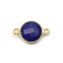 Lapis lazuli de forme ronde, 2 anneaux, serti en argent doré, 11mm x 1pc