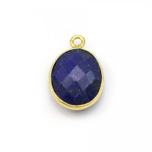 Lapis lazuli de forme ovale, 1 anneau, serti en argent 925 doré à l'or fin, 11x13mm x 1pc