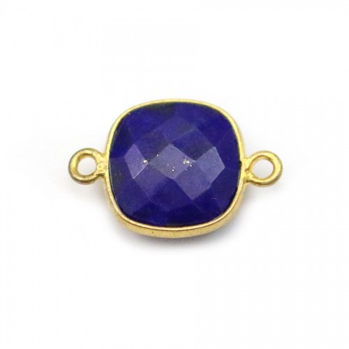 Lapis lazuli in shape of square, 2 rings, set in gilt silver, 11mm x 1pc
