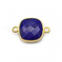 Lapis lazuli in shape of square, 2 rings, set in gilt silver, 11mm x 1pc