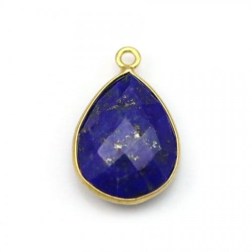 Lapis lazuli in the shape of drop, with 1 ring, set in gilt silver 13 * 17mm x 1pc