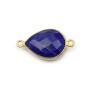 Lapis lazuli in the shape of drop, with 2 rings, set in gilt silver 13 * 17mm x 1pc