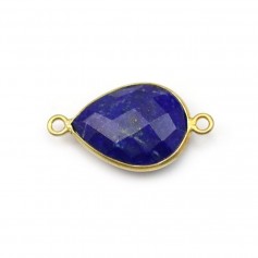 Lapis lazuli in the shape of drop, with 2 rings, set in gilt silver 13 * 17mm x 1pc