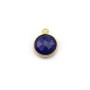 Lapis lazuli de forme ronde, 1 anneau, serti en argent doré, 9mm x 1pc