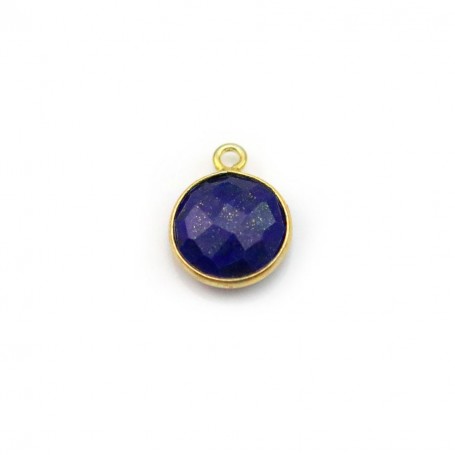 Lapis lazuli de forme ronde, 1 anneau, serti en argent 925 doré à l'or fin, 9mm x 1pc