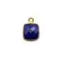 Lapis lazuli de forme carré,1 anneau, serti en argent 925 doré à l'or fin, 9mm x 1pc