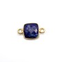 Lapis lazuli de forme carré, 2 anneaux, serti en argent 925 doré à l'or fin, 9mm x 1pc