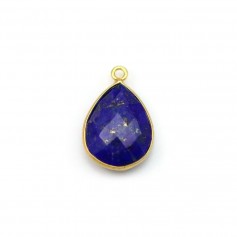 Lapis lazuli in the shape of drop, with 1 ring, set in gilt silver 11*15mm x 1pc