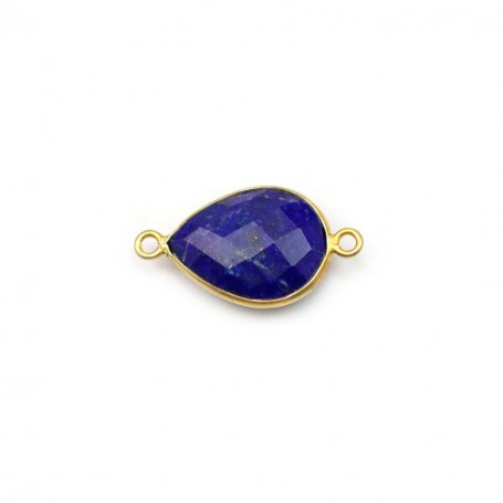 Lapis lazuli en forme de goutte, 2 anneaux, serti en argent 925 doré à l'or fin 11x15mm x 1pc