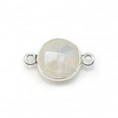 Moonstone in the shape round, 2 rings, set on silver, 11mm x 1pc