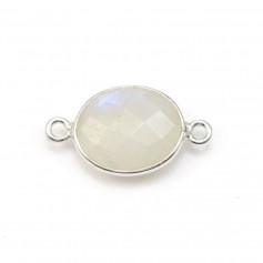 Ovaler Mondstein, 2 Ringe, auf Silber gesetzt, 11x13mm x 1pc 