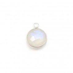 Moonstone in the shape round, 1 ring, set on silver, 9mm x 1pc
