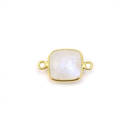 Moonstone in the shape of square, 2 rings, set on golden silver, 9mm x 1pc