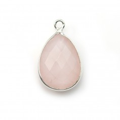 Conjunto de quartzo cor-de-rosa com gota de prata 13x17mm x 1pc