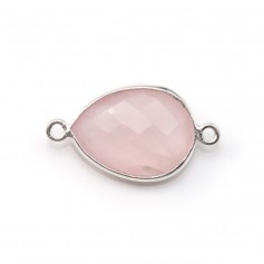 Cuarzo rosa facetado sobre plata 2 anillos 13x17mm x 1pc