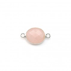 Oval faceted rose quartz set on silver 2 rings 9*11mm x 1pc