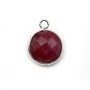 Faceted round color ruby gemstone set in sterling silver 11mm x 1pc