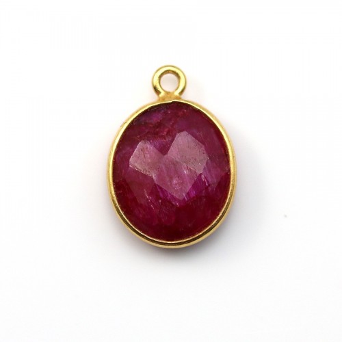 Faceted oval color ruby gemstone set in silver 10x12mm x 1pc