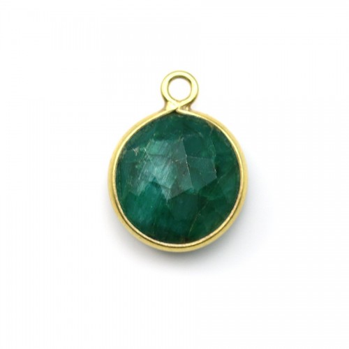 Behandelter Stein in Smaragdfarbe, gefasst auf vergoldetem Silber, rund 11mm x 1Stk