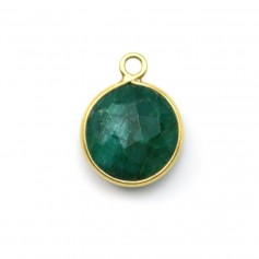 Pedra de cor esmeralda tratada em prata dourada redonda 11mm x 1pc