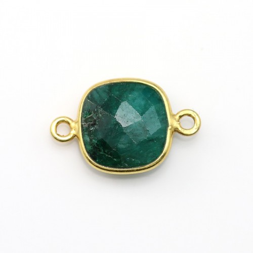 Pietra trattata color smeraldo incastonata in oro taglio cuscino sfaccettato 2 anelli 11 mm x 1 pezzo