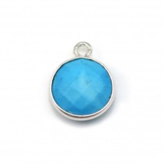 Reconstituted Turquoise Round 1 ring set in silver, 11mm x 1pc