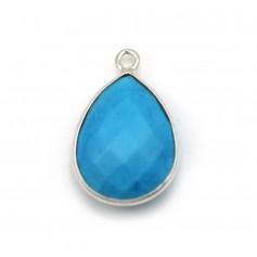 Turquoise reconstituted in drop 1 ring set in silver, 13 * 17mm x 1pc