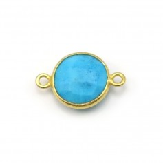 Reconstituted turquoise round shape 2 rings set in silver gilt, 11mm x 1pc