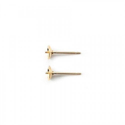 Pendientes de perlas semiperforadas con baño de oro 5mm x 2pcs