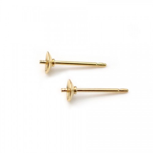 Pendientes de perlas semiperforadas rellenas de oro 4mm x 2pcs