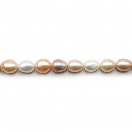 Perles de culture d'eau douce, multicolore, ovale, 11-13mm x 40cm