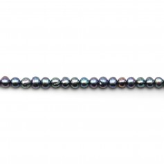 Perle coltivate d'acqua dolce, blu scuro, semitonde, 4,5-5,5 mm x 4 pezzi