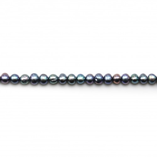 Perle di coltura d'acqua dolce, blu scuro, semirotonde (irregolari) 4-5 mm x 36 cm