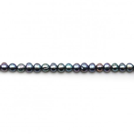 Perles d'eau Douce bleu foncé ovale 4.5-5.5mm x 40cm