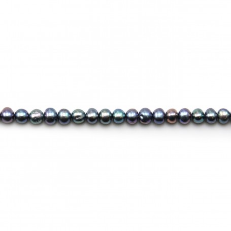 Perles d'eau Douce bleu foncé ovale 4.5-5.5mm x 40cm