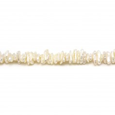Perle coltivate d'acqua dolce, bianche, tubo barocco, 6 mm x 40 cm