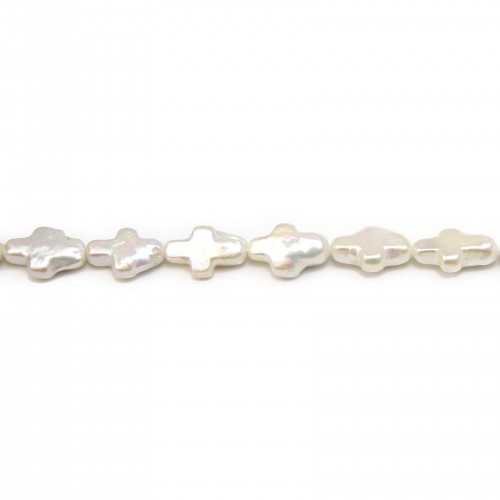 White freshwater pearl cross 10-11*15-16mm x 40cm