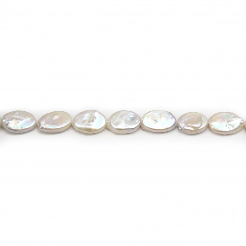 Perle coltivate d'acqua dolce, bianche, barocche, 12 mm x 40 cm