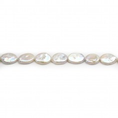 White freshwater cultured pearl oval plat 12x17mm x 40cm
