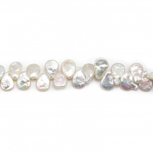 Perle coltivate d'acqua dolce, bianche, keshi, barocche, 12 mm x 40 cm