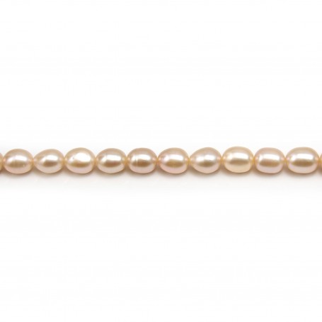Salmon color oval freshwater pearls 7x11mm x 4pcs