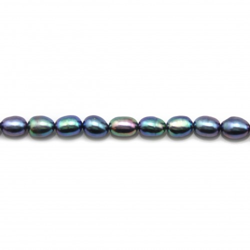 Perlas cultivadas de agua dulce, azul oscuro, oliva, 5-6mm x 4pcs