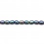 Dark blue oval freshwater pearls on thread 5-6mm x 40cm