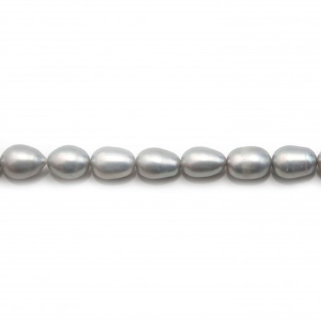 Light silvery gray oval freshwater pearls 7-8mm x 4pcs