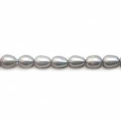 Freshwater cultured pearls, grey, olive, 6.5-7.5mm x 38cm