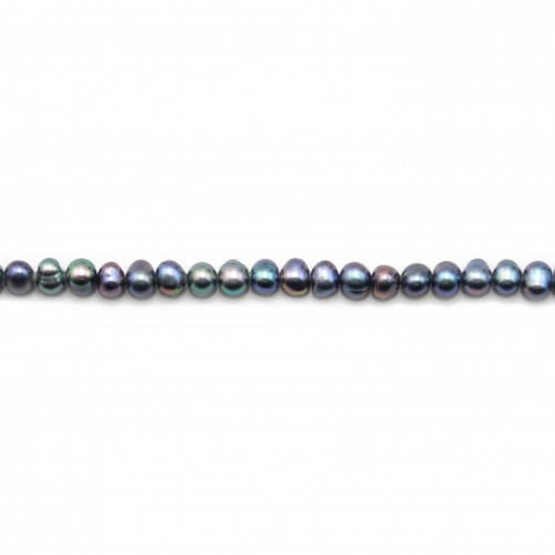 Perle coltivate d'acqua dolce, blu scuro, ovali, 4-5 mm x 4 pezzi