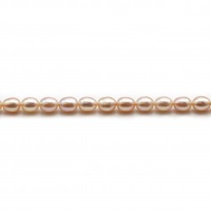 Freshwater cultured pearls, salmon, olive, 6-7mm x 37cm