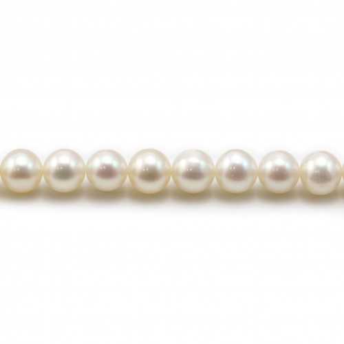 White round freshwater pearls on thread 6mm x 40cm