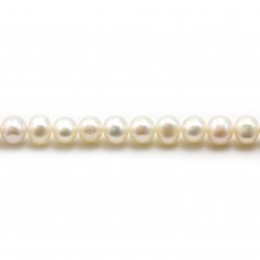 Perlas cultivadas de agua dulce, blancas, semirredondas, 5.5-6.5mm x 2pcs